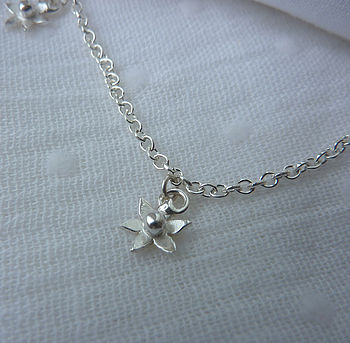 Tiny Silver Flowers Necklace, 2 of 4
