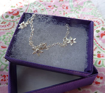 Tiny Silver Flowers Necklace, 4 of 4