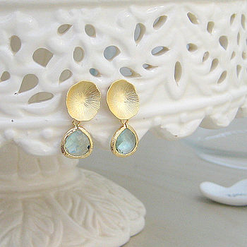 Lily Pad Faceted Glass Drop Earrings, 5 of 5