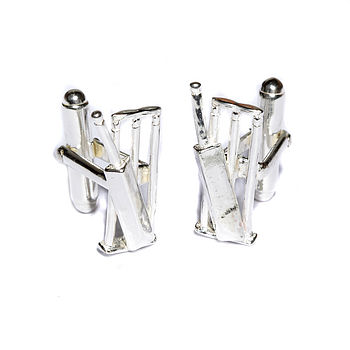 Solid Silver Cricket Wicket And Bat Cufflinks, 2 of 2
