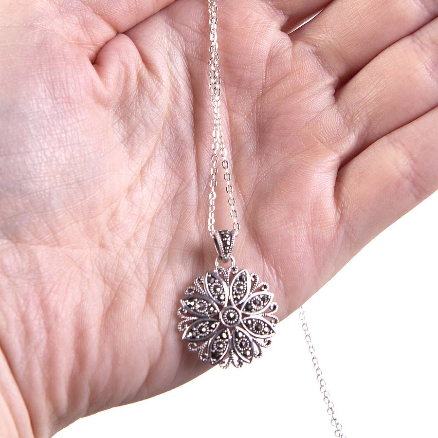 vintage style silver marcasite necklace by gama weddings ...