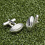 Solid Silver Rugby Ball Cufflinks, thumbnail 1 of 2