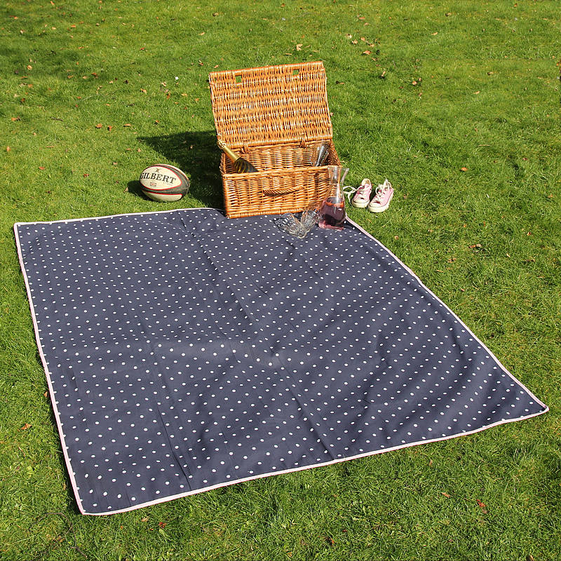 Extra Large Navy Polka Dot Picnic Rug By Just A Joy Extra Large Navy Polka Dot Picnic Rug