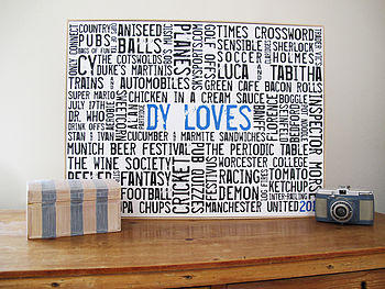 Personalised 'Loves' Typographic Artwork, 9 of 12