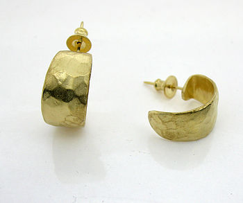 Silver Or Gold Vermeil Beaten Hoop Earrings, 4 of 5