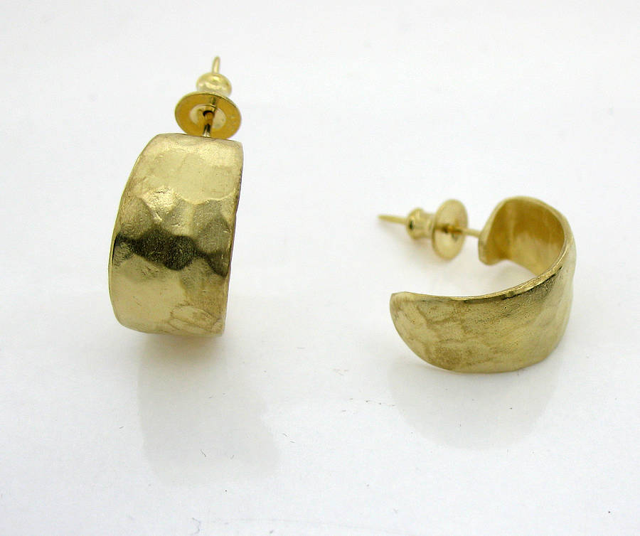 Silver Or Gold Vermeil Beaten Hoop Earrings By Will Bishop Jewellery ...