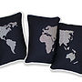 Set Of Three Embroidered World Map Cushions, thumbnail 3 of 6