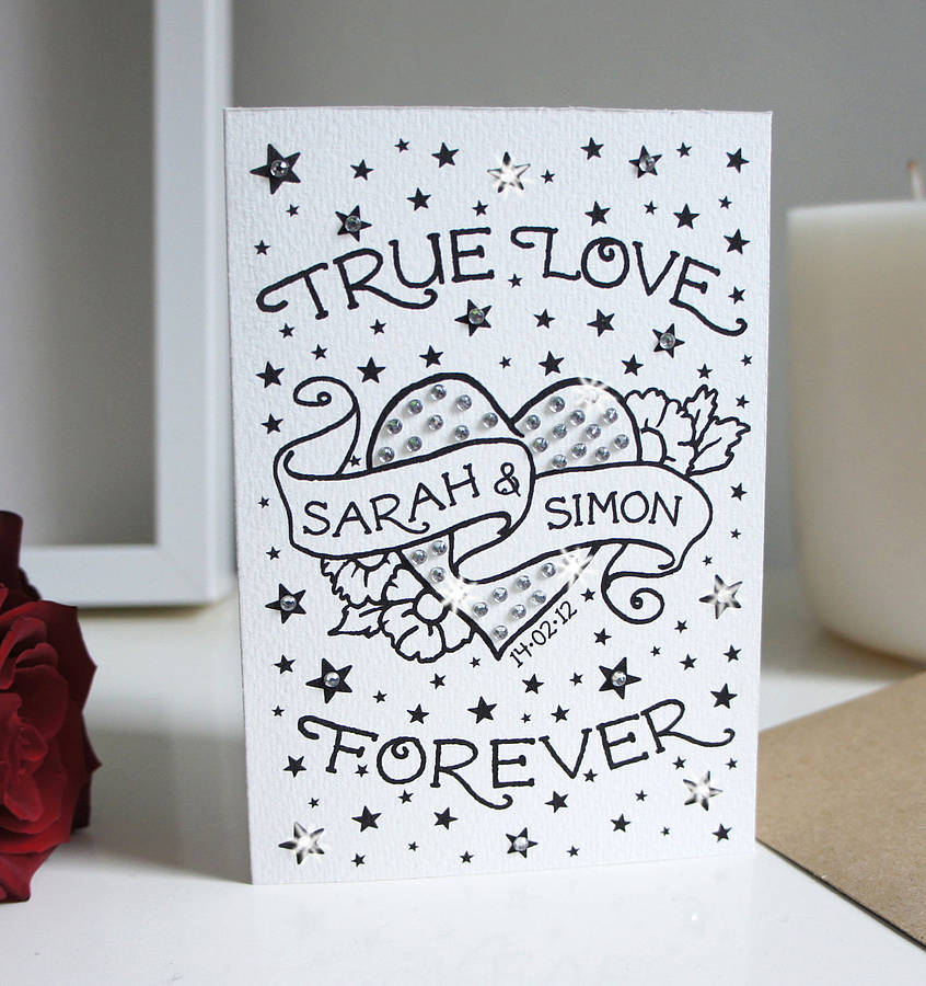 Personalised True Love Card With Diamante, 1 of 3