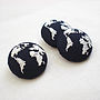 Set Of Three Embroidered Globe Buttons, thumbnail 2 of 4