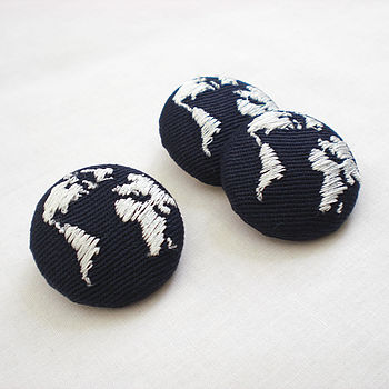 Set Of Three Embroidered Globe Buttons, 2 of 4