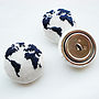 Set Of Three Embroidered Globe Buttons, thumbnail 4 of 4
