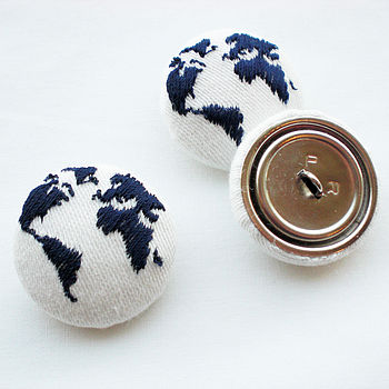 Set Of Three Embroidered Globe Buttons, 4 of 4