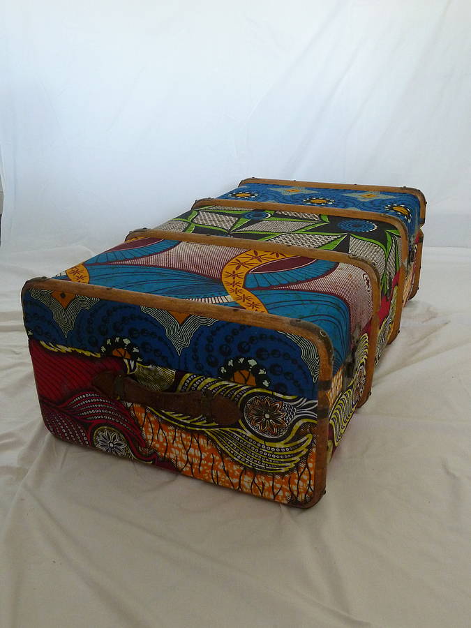 Vintage Tribal Block Printed Fabric Trunk, 1 of 8