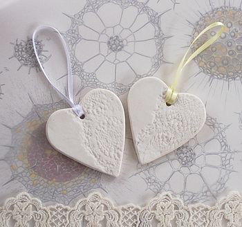 Vintage Lace Impressed Porcelain Heart, 2 of 12