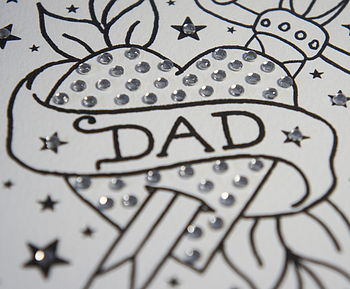 'Dad' Dagger Tattoo Card With Diamante, 2 of 3
