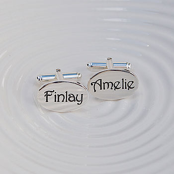 Personalised Silver Name Cufflinks, 5 of 7