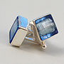 Murano Glass Square Silver Cufflinks, thumbnail 1 of 12