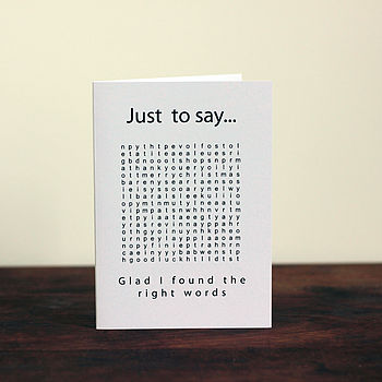 'Just To Say' Word Search Card, 2 of 2