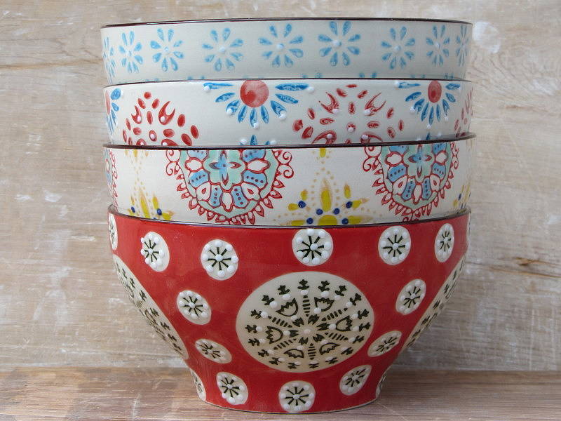 Bohemian Ceramic Bowl Set, 1 of 5