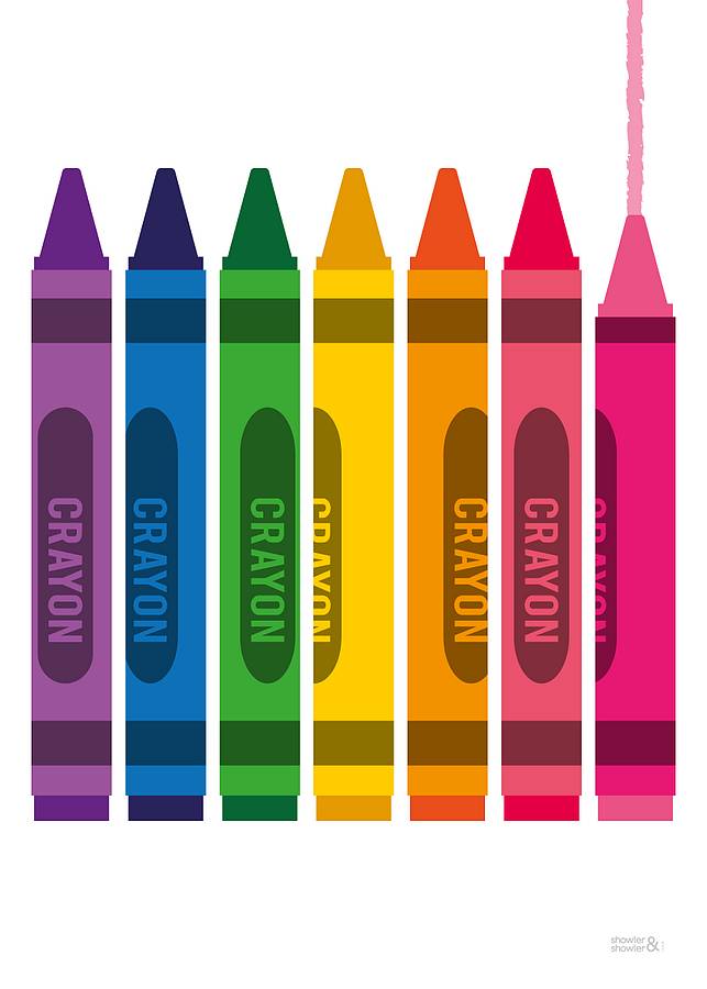 multi coloured crayons print by showler and showler ...