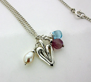 Silver Heart And Gem Necklace, 2 of 5