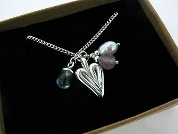 Silver Heart And Gem Necklace, 4 of 5