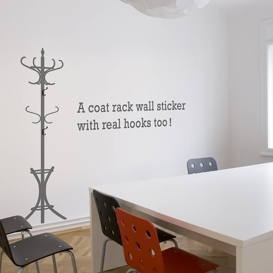 Coat Stand Wall Sticker With Hooks, 1 of 3