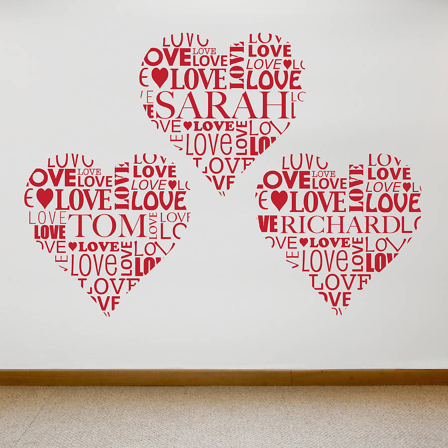 personalised love heart vinyl wall sticker by oakdene designs