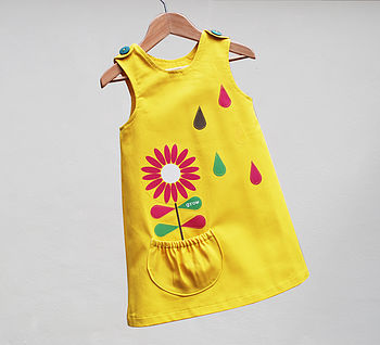 Girl's Yellow Summer Flower Dress, 2 of 5