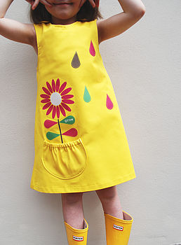 Girl's Yellow Summer Flower Dress, 3 of 5