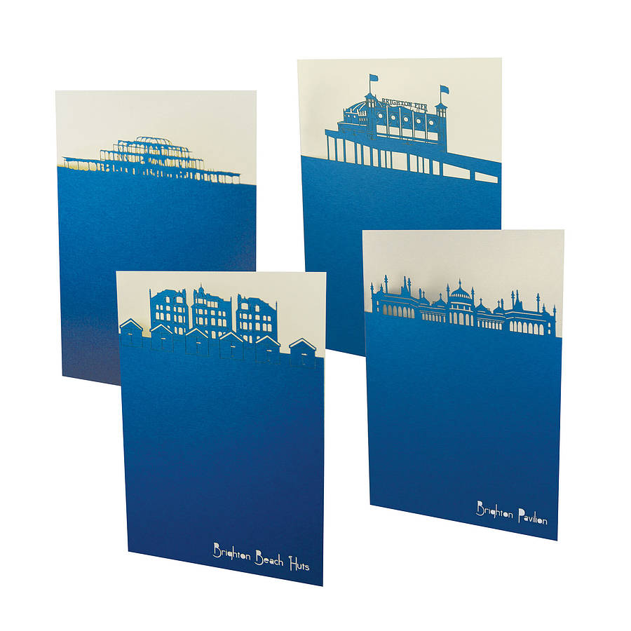 Set Of Three Lasercut Brighton Landmark Cards By Urban Twist