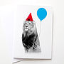 Funny Birthday Card 'Party Animal Lion', thumbnail 1 of 3