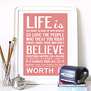 'life is too short' quote print or canvas by i love design ...