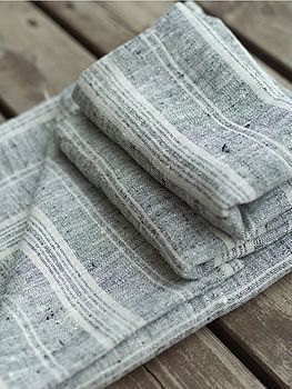 Multistripe Linen Huckaback Bath Towel, 2 of 7