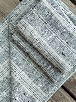 Multistripe Linen Huckaback Bath Towel, 4 of 7