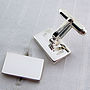 Silver Solid Rectangle Swivel Cufflinks, thumbnail 2 of 6