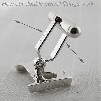 Silver Solid Rectangle Swivel Cufflinks, 3 of 6