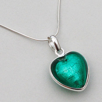 Handmade Silver Murano Glass Heart Pendant, 5 of 12