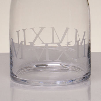 Extra Large Glass Carafe Engraved With MMXII, 3 of 6