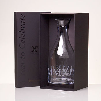 Extra Large Glass Carafe Engraved With MMXII, 4 of 6