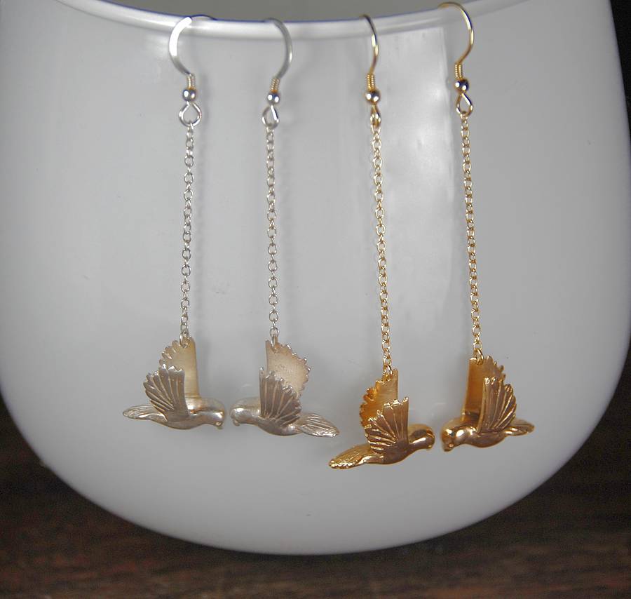 gold bird earrings by alice stewart