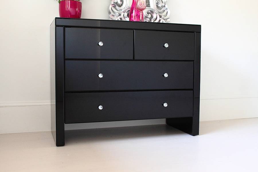 Large Black Glass Chest Of Drawers By Out There Interiors