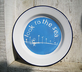 Hand Painted 'Look To The Sea' Enamel Plate, 3 of 3