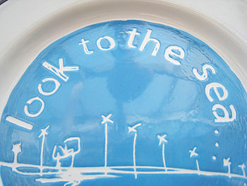 Hand Painted 'Look To The Sea' Enamel Plate, 2 of 3
