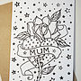 Mum Tattoo Print Card With Diamante, thumbnail 4 of 5