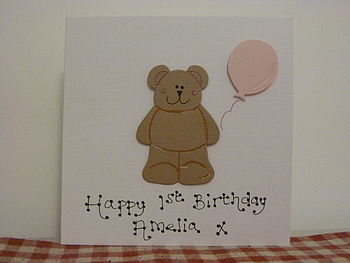 Personalised First Birthday Teddy Card, 3 of 4