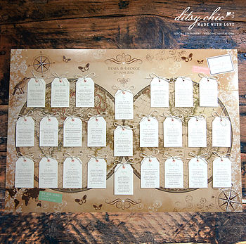 Vintage Style Word Map Wedding Table Plan, 3 of 7