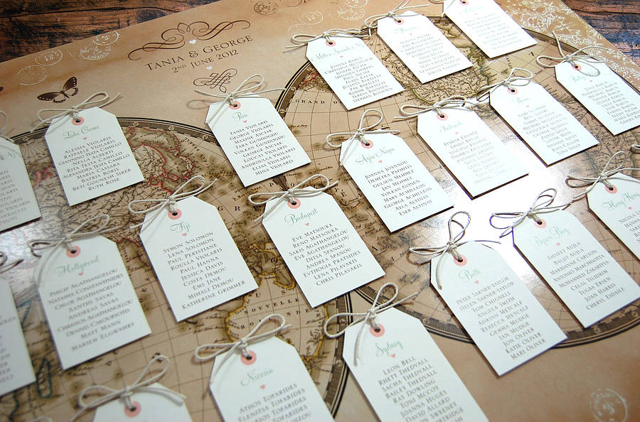 Vintage Style Word Map Wedding Table Plan By Ditsy Chic 