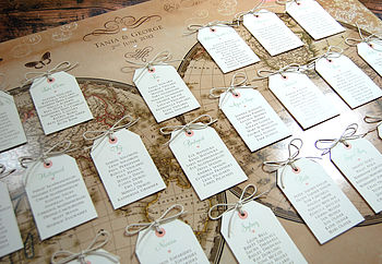 Vintage Style Word Map Wedding Table Plan, 5 of 7