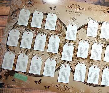 Vintage Style Word Map Wedding Table Plan, 6 of 7